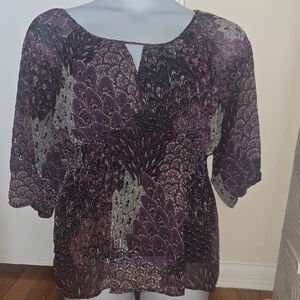 Fashion Bug Purple Graphic Blouse